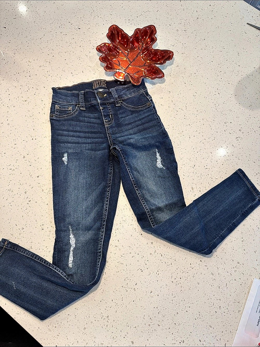 Justice Girls Size 8 Distressed Jeans Blue